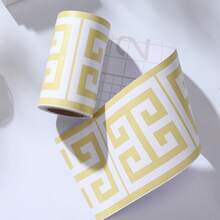 Self-Adhesive Ceramic Tile Decorative Border Sticker, Waterproof Wall Skirting Line For Kitchen, Bathroom - Yellow and White Loop - View 3