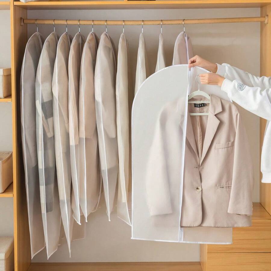 5/1 Waterproof Zipper Garment Dust Cover Bag, Suitable For Hanging And Storing Clothing Protection Equipment, Designed With Large Capacity. Hanging Garment Protection Bags In Multiple Sizes Have Dust-Proof Function, Ideal For Storing Winter Coats, Jackets, Suits And Other Clothing