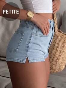 Shorts vaqueros cortos de estilo casual y sexy al estilo americano con bolsillos y abertura lateral para el verano - Lavado ligero - Ver 4