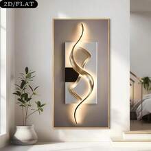 1Pc Wooden Frame Wrapped Canvas Painting, Modern Abstract Light And Shadow Sculpture Wall Decoration, Modern Living Room And Bedroom Wall Decoration, Home And Office Wall Decoration, Perfect Gift And Home Decoration, Wrapped Canvas Painting, 2D Flat - 有框架 - 查看 6