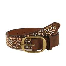 1pc Street Punk Style Rhinestone Metal Asymmetrical Rivet TPE Belt, Suitable For Jeans - Multicolor - View 27