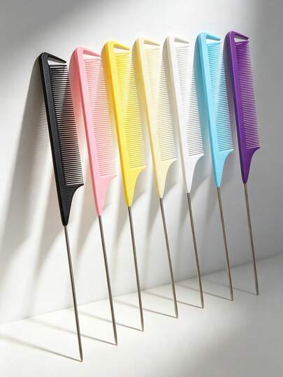 CTZIHGAO 5 Packs Rat Tail Combs With Steel Pin, Heat-Resistant Carbon Fiber, Teasing Combs With Stainless Steel Tip,Hair Brush/ Hair Comb,Rat Tail Combs For Parting,Hair Teasing Fine Tooth Comb For Women Girls,Fine Tooth Rat Tail Comb,Precision Parting Combs,Bridal Hair Combs,Hair Coloring Tools For Stylists Beauty Salon Barber Shop And Travel Use Easy Clean Reusable Hairdressing Accessories
