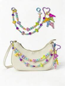 3-In-1 Accessory Pack, Women's Bag Chain, Wallet Chain, Wallet Pendant, Handbag Pendant, Wallet Keychain, Bag Accessories Pendant, Wallet Accessories, Cute Handbag Designer Pendant, Wallet Pendant And Chain, Backpack Accessories, Bag Pendant Accessories, Wallet Pendant, Suitable For Decorating Shell Bags/Bridal Parties/Straw Beach Bags/Prom Accessories/Prom Bags, 2000s Style, Suitable As Mother's Day Gift/Teacher's Day Gift - Multicolor - View 12