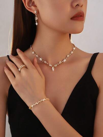 Glamorous Shiny Geometric Teardrop Women's Jewelry, Suitable For Daily Wear, Vacation, Holidays, Gifts, Weddings And Parties