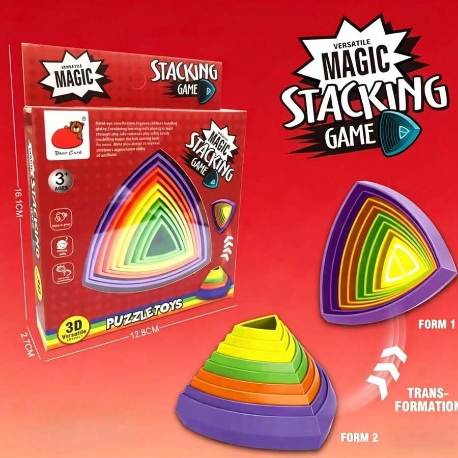 Rainbow Triangular Layered Puzzle Toy, Educational Handicraft Toy To Relieve Stress And Provide Thinking Space - Multicolor - View 1
