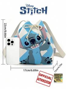 Disney 【迪士尼】撞色卡通图案单肩包，抽绳化妆包，时尚斜挎包，适合日常使用，独特设计，旅行购物两相宜，送友佳品 - 藍色 - 查看 6