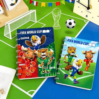 FIFA Sổ tay lò xo in hình hoạt hình nhóm bóng đá, sổ tay A7 thiết kế đẹp mắt, sổ ghi chép, tập viết tiện dụng, phù hợp cho học sinh.