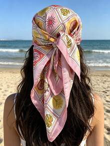 1pc Summer Beach Resort Boho Ocean Element Print Bandana - Multicolor - View 10