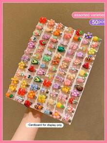 1包50入隨機迷你可愛卡通髮夾 - 彩色 - 查看 6