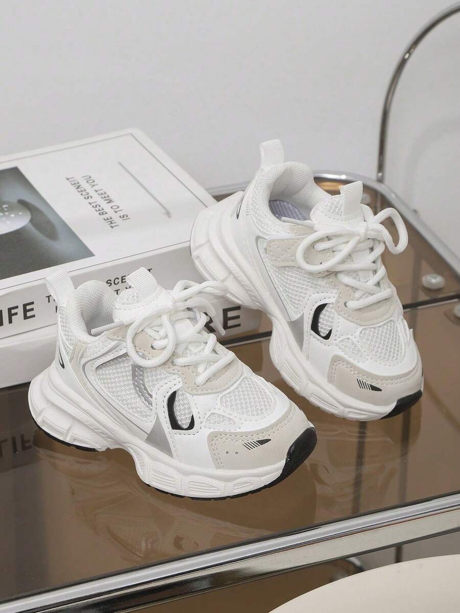 新款儿童运动鞋,男女童魔术贴多功能设计,婴儿网面透气轻便防滑幼儿鞋,户外跑步鞋,厚底运动鞋 - 米色 - 查看 1
