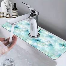 1pc Watercolor Floral Pattern Faucet Cover, Durable Polyester, Quick Drying, Easy To Clean, Suitable For Kitchen And Bathroom, Easy Installation, Daily Decor, Gift, Bathroom Mat, Durable Faucet Cover, Faucet Accessory - Multicolor - View 3