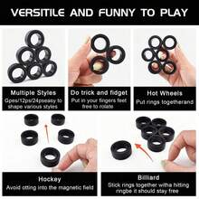 Magnetic Rings Set, 3PCS Idea ADHD Anxiety Decompression Magnetic Rings Fidget Toys Adult Rings Anxiety Relief, Finger Fidget Toys Great Adults Teens,Adhd,Fidget Toys,Magnet Fidget,Magnetic Stone,Magnetic Spinner,Anxiety Toys - Màu đen tuyền - Xem 4