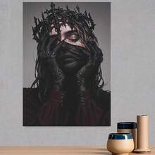 1 Pieza Retrato de la Reina Oscura Impresión 2D Sin Marco Lienzo Impermeable Arte Gótico Estético Misterioso Regalo Ideal para Oficina Café Hogar Sala Dormitorio Aula Cocina Decoración de Pared - Enmarcado - Ver 3