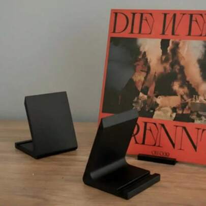 Single Unit Desktop Record Player Holder | Convenient Display Rack, Made Of Strong And Durable Plastic, Fits Any Decor Style, Perfect For Showcasing In Both Office And Home Living Spaces