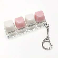 4 buah Keycap berbentuk hati warna Pink & Putih, Gantungan Kunci - MultiWarna - View 3