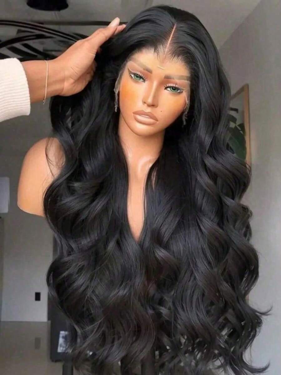 200% 密度 13x4/13x6 高清透明蕾丝前假发,13x4/5x5 水波纹预拔毛蕾丝前假发(带婴儿发),34 英寸巴西预修剪水波纹蕾丝前假发(女士款) - 自然色&黑色系 - 查看 1