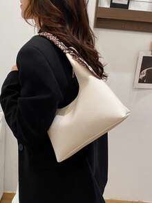 Bufanda de mujer como regalo, bolso de hombro minimalista - Blanco - Ver 7