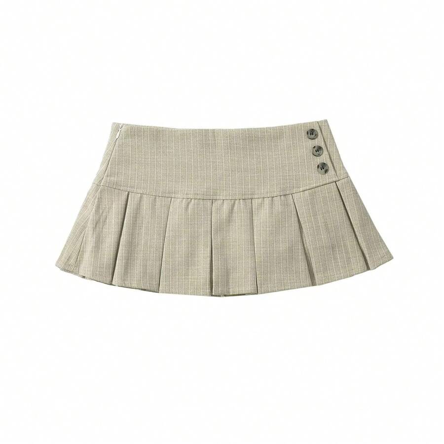 YENKYE-minifalda plisada Retro americana para mujer, faldas sexys de cintura baja para verano, falda fresca Y2K para chica - como en la imagen - Ver 1