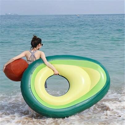 Avocado Shaped Inflatable Floating Bed, High-Quality Avocado Green Floating Mat, Portable & Durable Water Leisure Lounger, Summer Pool/Beach Vacation Photo Prop, Outdoor Swimming Party Decor, Family Water Hammock, Mother's Day Surprise Gift