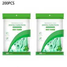 100pcs Mint Dental Floss Picks, High Polymer Round Floss Toothpicks, Suitable For Home And Travel Use - Olive Green - View 7
