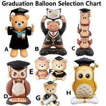 1pc Medium/Large Graduation Theme Panda & Owl Cartoon Aluminum Foil Balloon, Suitable For Graduation Party Decoration, 8 Cartoon Balloon Styles To Choose From - View 4