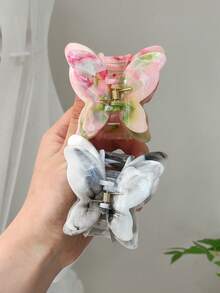1 chiếc kẹp tóc hình bướm bằng axetat, kẹp tóc cao cấp kiểu nhuộm tie-dye, phụ kiện tóc nửa buộc nữ tính. - Nhiều màu - Xem 2