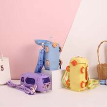 1pc Large Capacity Outdoor Portable Pop-Up Lid High Quality Straw Water Bottle, Suitable For Car & Bus Use - Multicolor - View 4