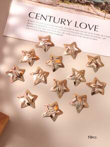 5/10/20pcs Ins Style Metal Star BB Clips, For Bangs, Hairline, Streaks, Street Dance, Party, Y2K Chic, Gold Hair Clips, Hair Accessories,Travel,Birthday, Claw Clips - Gold - View 8