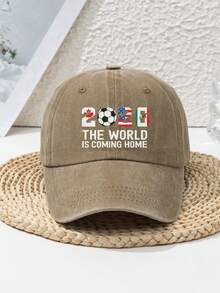 1顶男女通用2026年世界杯“世界回家”印花休闲户外运动水洗复古可调节时尚软顶棒球帽，适合春、夏、秋、冬、海滩、旅行等场合。 - 水洗棒球帽 - 查看 8