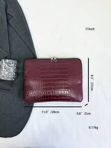 1pc 11"/13"/15" Student Laptop Bag, Burgundy Crocodile Grain PU Casual Unisex Laptop Sleeve, Tablet Pouch, File Bag, Notebook Case, Laptop Carrying Bag, Suitable Compatible With MacBook, HP, Suitable For Girls, Teens, Boys, College Students, 9-15" Tablet Sleeve, Fit Compatible With Ipad Air 4/5, Pro - Burgundy - View 10