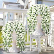 1/4 Pcs Outdoor Artificial Flowers Hanging Eucalyptus Plants Silk Morning Glory Vines UV Resistant Greenery Anniversary Graduation Wedding Party Home Office Porch Garden Yard Wall Spring Summer Decor - White-eucalyptus Morning Glory - View 2