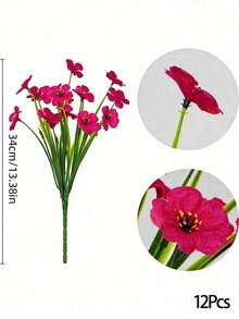 1 pièce Fleur artificielle rose d'extérieur, fleurs en plastique fausses, arbuste vert, fleurs en soie rouges, convient pour les jardinières suspendues, les vases de porche extérieur - Rose vif - Voir 8