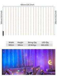 6x3cm/3x3cm LED Curtain Lights, USB Hanging Window Lights With Remote Control, Connectable Fairy Lights, Bedroom Decor, Outdoor Decor, Valentine's Day Decor, Mother's Day Decor, Wedding, Birthday Gift, Indoor Decor, Christmas Party Supplies, Party Decorations, Holiday Hanging Ornaments - USB Curtain Light - View 18