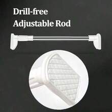 无需钻孔的可伸缩窗帘杆，可调节杆，适用于浴室、窗户、衣柜、房间隔断（80-160厘米） - A - 查看 3