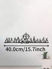 1件装《最后的晚餐》金属墙饰 - 简约黑色使徒与耶稣装饰品，铁艺宗教家居教堂装饰，适用于复活节、圣诞节、婚礼 - 牧师基督教礼物、乔迁生日礼物 - 黑色 - 查看 3
