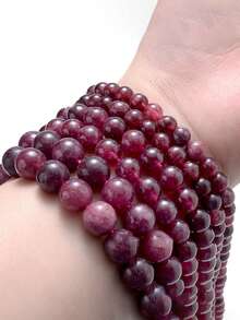 6/8/10mm Natural Stone Beads, Purple Stone, Spodumene, Tiger Eye Agate, Elegant Round Loose Beads, Energy Stone, Suitable For Prayer Beads, Yoga, Jewelry Making Accessories - Multicolor - View 6