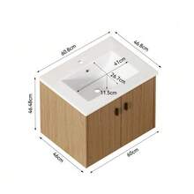 60cm Bathroom Cabinet In Reddish-Brown. Ample Storage Space: 2 Soft-Close Doors. - Camel - View 5
