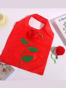 Bolsa de compras con forma de rosa, bolsa de compras floral, bolsa de compras portátil, bolsa reutilizable plegable con forma de rosa, bolsa de compras plegable, bolso portátil lindo, adecuado para artículos de primera necesidad, comestibles, compras, viajes y oficina - Varios estilos - Ver 7