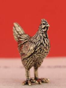 Hen Sculpture, Brass Chicken Figurine, Rustic Farm Decor, Tabletop Ornament, Home & Kitchen Accent, Collectible Art Piece, Unique Farmhouse Gift - Brass Hen - View 8