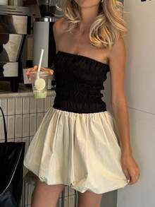 Just Masa Women's Summer Casual Dress, Sexy Fashionable Y2K Bombshell Fitted Colorblock Backless Sleeveless Tube Dress, Suitable For Beach, Vacation, Evening Date, Party, Music Festival Elegant - Apricot-colored - View 11