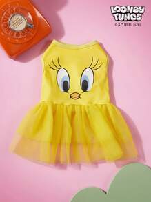 LOONEY TUNES X PETSIN 1 bộ váy cho thú cưng in hình vịt vàng nhỏ, kiểu dáng tối giản màu vàng, thân thiện với da, thoáng khí. - Màu vàng - Xem 2