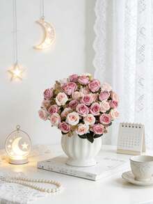 1 Strauß künstliche Rosen, geeignet für Heimdekoration, Hochzeit, Brautstrauß, Valentinstag, Geschenk, Geburtstag, Abschlussfeier - Pink - Übersicht 7