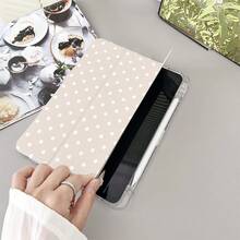 1 件装米白色波点图案平板电脑保护套，带笔槽和多角度支架 - 兼容 iPad 10.9 英寸/10.2 英寸/Air 第五代/Pro 11 英寸/第十代/9.7 英寸/Air 2/(第七代)/(第八代)/Air 4/5/Pro 11 英寸/2022 款第十代 10.9 英寸智能保护套/Air 13(M3 2025)/Air 11(M3 2025)/11(A16 2025)，Galaxy Tab S10+/S9/A9，iPad 5/5 Pro/6/6 Pro/7/7 Pro，MatePad，荣耀平板电脑 - 彩色 - 查看 8