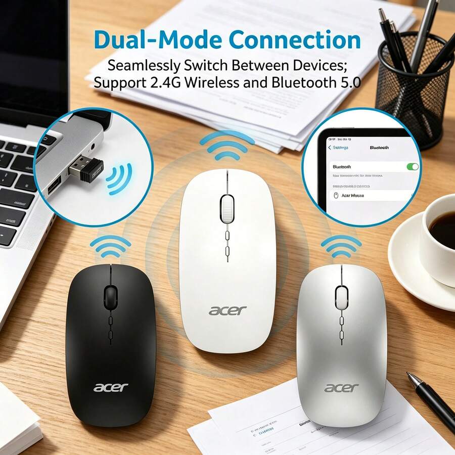 Acer OMR050 無線藍牙滑鼠充電 輕薄便攜 桌上型筆記型電腦平板電腦 滑鼠輕音 - 查看 1