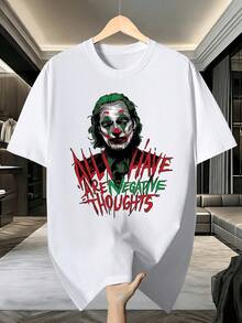 Warner Bros Estas camisetas de manga corta del Joker de  presentan un diseño geométrico único. Disponibles en dos estilos, la camiseta de cuello redondo para hombre es ideal para el uso diario informal y actividades al aire libre, lo que la convierte en un regalo perfecto para la familia. - Blanco - Ver 1