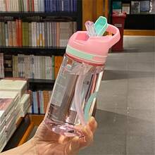 1個 450ML 便攜式水瓶 健身運動飲水瓶 戶外露營登山登山運動搖搖杯 時尚水瓶，防漏，手持，戶外便攜，趣味新風格，密封彈蓋，吸管杯，運動水瓶 - 多色的 - 查看 5