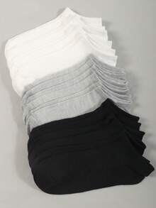 1/5/10/15/20/30/50 pares de calcetines cortos de verano para mujer, de estilo casual y delgados, de boca poco profunda, calcetines tobilleros - Multicolor - Ver 24