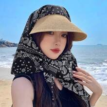 户外遮阳帽，女士可折叠宽檐防晒帽，适合旅行、海滩、夏季 - 帽子 - 查看 3
