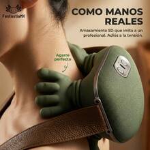 Masajeador de Cuello y Hombros Premium, Diseño Biónico de Manos Reales con Calefacción Ajustable 40°/45°, Inalámbrico con Malla Transpirable para Relajación Multiescena - Verde - Ver 3