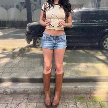 Women's Shorts, Low Rise Washed Y2K Street Casual Summer Shorts - 淺藍色 - 查看 4